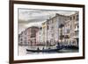 Gondola, La Volta, Grand Canal, elaborate Gothic palazzi at sunset in winter, Venice, UNESCO World-Eleanor Scriven-Framed Photographic Print