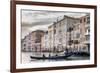 Gondola, La Volta, Grand Canal, elaborate Gothic palazzi at sunset in winter, Venice, UNESCO World-Eleanor Scriven-Framed Photographic Print