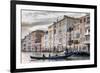 Gondola, La Volta, Grand Canal, elaborate Gothic palazzi at sunset in winter, Venice, UNESCO World-Eleanor Scriven-Framed Photographic Print