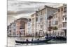 Gondola, La Volta, Grand Canal, elaborate Gothic palazzi at sunset in winter, Venice, UNESCO World-Eleanor Scriven-Mounted Photographic Print