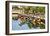 Gondola-Like Moliceiros Boats Anchored Along the Central Channel, Aveiro, Beira, Portugal, Europe-G and M Therin-Weise-Framed Photographic Print