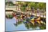 Gondola-Like Moliceiros Boats Anchored Along the Central Channel, Aveiro, Beira, Portugal, Europe-G and M Therin-Weise-Mounted Photographic Print