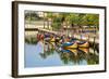 Gondola-Like Moliceiros Boats Anchored Along the Central Channel, Aveiro, Beira, Portugal, Europe-G and M Therin-Weise-Framed Photographic Print