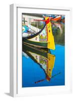 Gondola-Like Moliceiros Boats Anchored Along the Central Channel, Aveiro, Beira, Portugal, Europe-G and M Therin-Weise-Framed Photographic Print