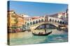 Gondola near Rialto Bridge in Venice, Italy-sborisov-Stretched Canvas