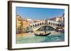 Gondola near Rialto Bridge in Venice, Italy-sborisov-Framed Photographic Print