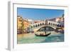 Gondola near Rialto Bridge in Venice, Italy-sborisov-Framed Photographic Print