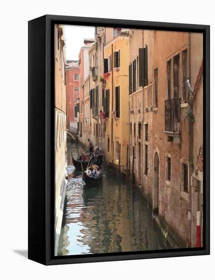 Gondola on a Canal, Venice, UNESCO World Heritage Site, Veneto, Italy, Europe-Amanda Hall-Framed Stretched Canvas