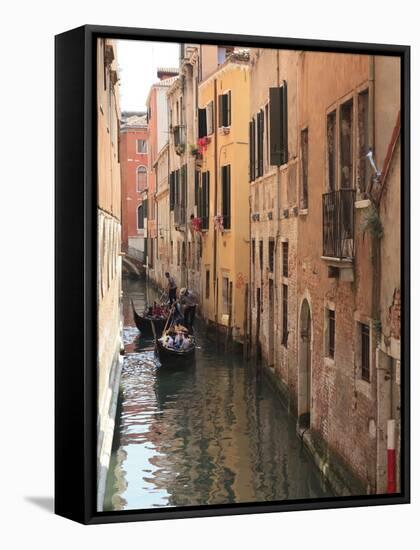 Gondola on a Canal, Venice, UNESCO World Heritage Site, Veneto, Italy, Europe-Amanda Hall-Framed Stretched Canvas