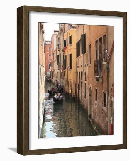 Gondola on a Canal, Venice, UNESCO World Heritage Site, Veneto, Italy, Europe-Amanda Hall-Framed Photographic Print