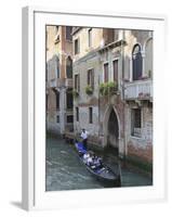 Gondola on a Canal, Venice, UNESCO World Heritage Site, Veneto, Italy, Europe-Amanda Hall-Framed Photographic Print