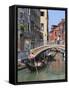 Gondola on a Canal, Venice, UNESCO World Heritage Site, Veneto, Italy, Europe-Amanda Hall-Framed Stretched Canvas