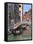 Gondola on a Canal, Venice, UNESCO World Heritage Site, Veneto, Italy, Europe-Amanda Hall-Framed Stretched Canvas