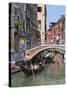 Gondola on a Canal, Venice, UNESCO World Heritage Site, Veneto, Italy, Europe-Amanda Hall-Stretched Canvas