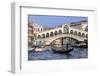 Gondola on Grand Canal and Rialto Bridge in winter, Venice, UNESCO World Heritage Site, Veneto, Ita-Eleanor Scriven-Framed Photographic Print