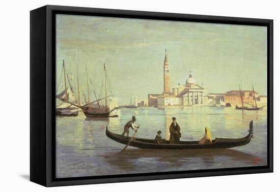 Gondola on Grand Canal, Venice-Jean-Baptiste-Camille Corot-Framed Stretched Canvas