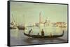 Gondola on Grand Canal, Venice-Jean-Baptiste-Camille Corot-Framed Stretched Canvas