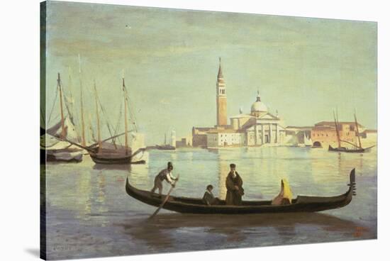 Gondola on Grand Canal, Venice-Jean-Baptiste-Camille Corot-Stretched Canvas
