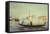 Gondola on Grand Canal, Venice-Jean-Baptiste-Camille Corot-Framed Stretched Canvas