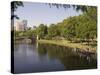 Gondola on Storrow Lagoon, Charles River, Boston, Massachusetts, New England, USA-Amanda Hall-Stretched Canvas