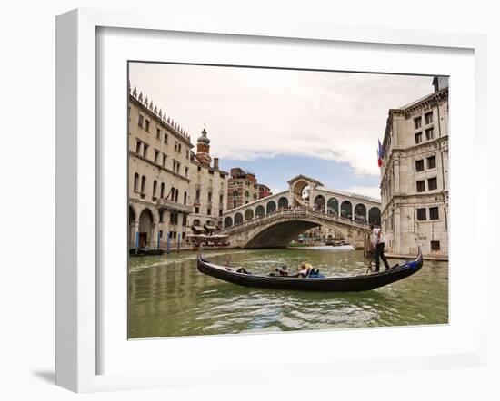 Gondola on the Canal Grande, Venice, Heading to the Rialto Bridge-foodbytes-Framed Photographic Print