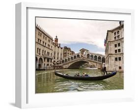 Gondola on the Canal Grande, Venice, Heading to the Rialto Bridge-foodbytes-Framed Photographic Print