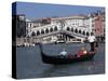 Gondola on the Grand Canal Near the Rialto Bridge, Venice, Veneto, Italy-Gavin Hellier-Stretched Canvas