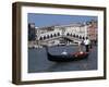 Gondola on the Grand Canal Near the Rialto Bridge, Venice, Veneto, Italy-Gavin Hellier-Framed Photographic Print