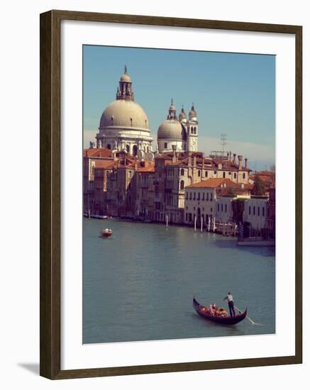 Gondola on the Grand Canal nearing the Santa Maria della Salute, Venice, Italy-Janis Miglavs-Framed Photographic Print