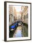 Gondola Parking under Bridge. Venice. Italy-Tom Norring-Framed Photographic Print