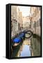 Gondola Parking under Bridge. Venice. Italy-Tom Norring-Framed Stretched Canvas