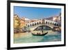 Gondola & Rialto Bridge Venice-null-Framed Art Print