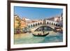 Gondola & Rialto Bridge Venice-null-Framed Art Print