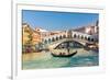 Gondola & Rialto Bridge Venice-null-Framed Art Print