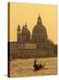 Gondola, Santa Maria Della Salute and Grand Canal at Sunset, Venice, Italy-Jon Arnold-Stretched Canvas