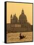 Gondola, Santa Maria Della Salute and Grand Canal at Sunset, Venice, Italy-Jon Arnold-Framed Stretched Canvas