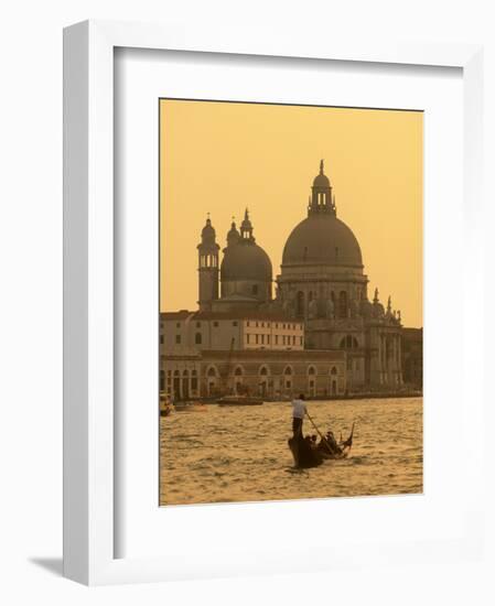 Gondola, Santa Maria Della Salute and Grand Canal at Sunset, Venice, Italy-Jon Arnold-Framed Photographic Print