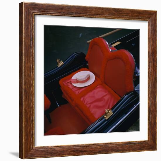 Gondola Seat and Gondolier's Hat, Venice, Veneto, Italy, Europe-Roy Rainford-Framed Photographic Print