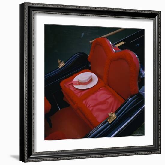 Gondola Seat and Gondolier's Hat, Venice, Veneto, Italy, Europe-Roy Rainford-Framed Photographic Print