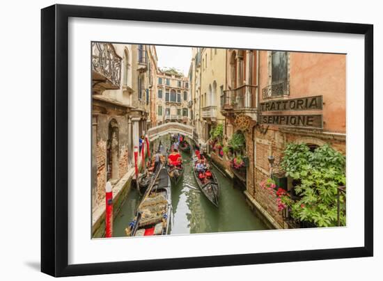 Gondola Traffic in Narrow Canal. Venice. Italy-Tom Norring-Framed Photographic Print