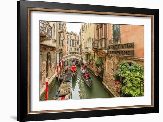 Gondola Traffic in Narrow Canal. Venice. Italy-Tom Norring-Framed Photographic Print