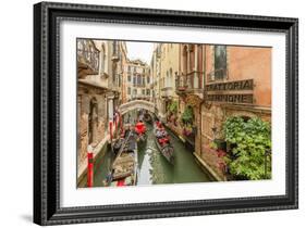 Gondola Traffic in Narrow Canal. Venice. Italy-Tom Norring-Framed Photographic Print