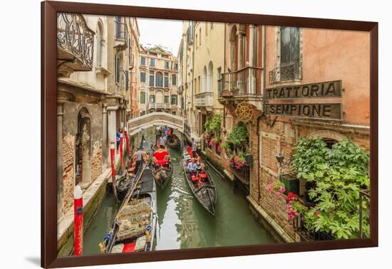 Gondola Traffic in Narrow Canal. Venice. Italy-Tom Norring-Framed Photographic Print