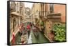 Gondola Traffic in Narrow Canal. Venice. Italy-Tom Norring-Framed Stretched Canvas