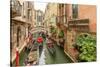 Gondola Traffic in Narrow Canal. Venice. Italy-Tom Norring-Stretched Canvas