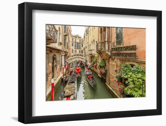Gondola Traffic in Narrow Canal. Venice. Italy-Tom Norring-Framed Premium Photographic Print