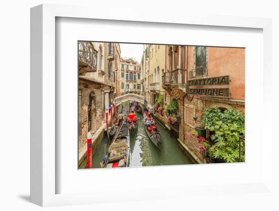 Gondola Traffic in Narrow Canal. Venice. Italy-Tom Norring-Framed Photographic Print