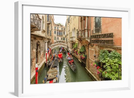 Gondola Traffic in Narrow Canal. Venice. Italy-Tom Norring-Framed Photographic Print