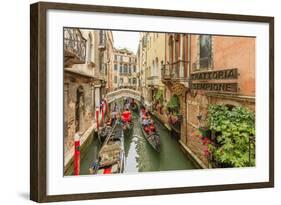 Gondola Traffic in Narrow Canal. Venice. Italy-Tom Norring-Framed Photographic Print