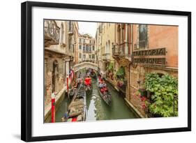 Gondola Traffic in Narrow Canal. Venice. Italy-Tom Norring-Framed Photographic Print